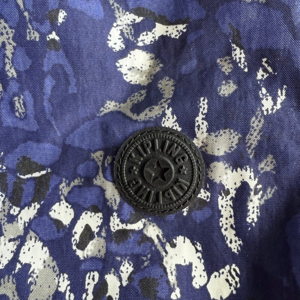 Kipling Adara Ripple Print Monkey Charm Blue Black Top Zip Shoulder Tote Bag‎ - Picture 4 of 10